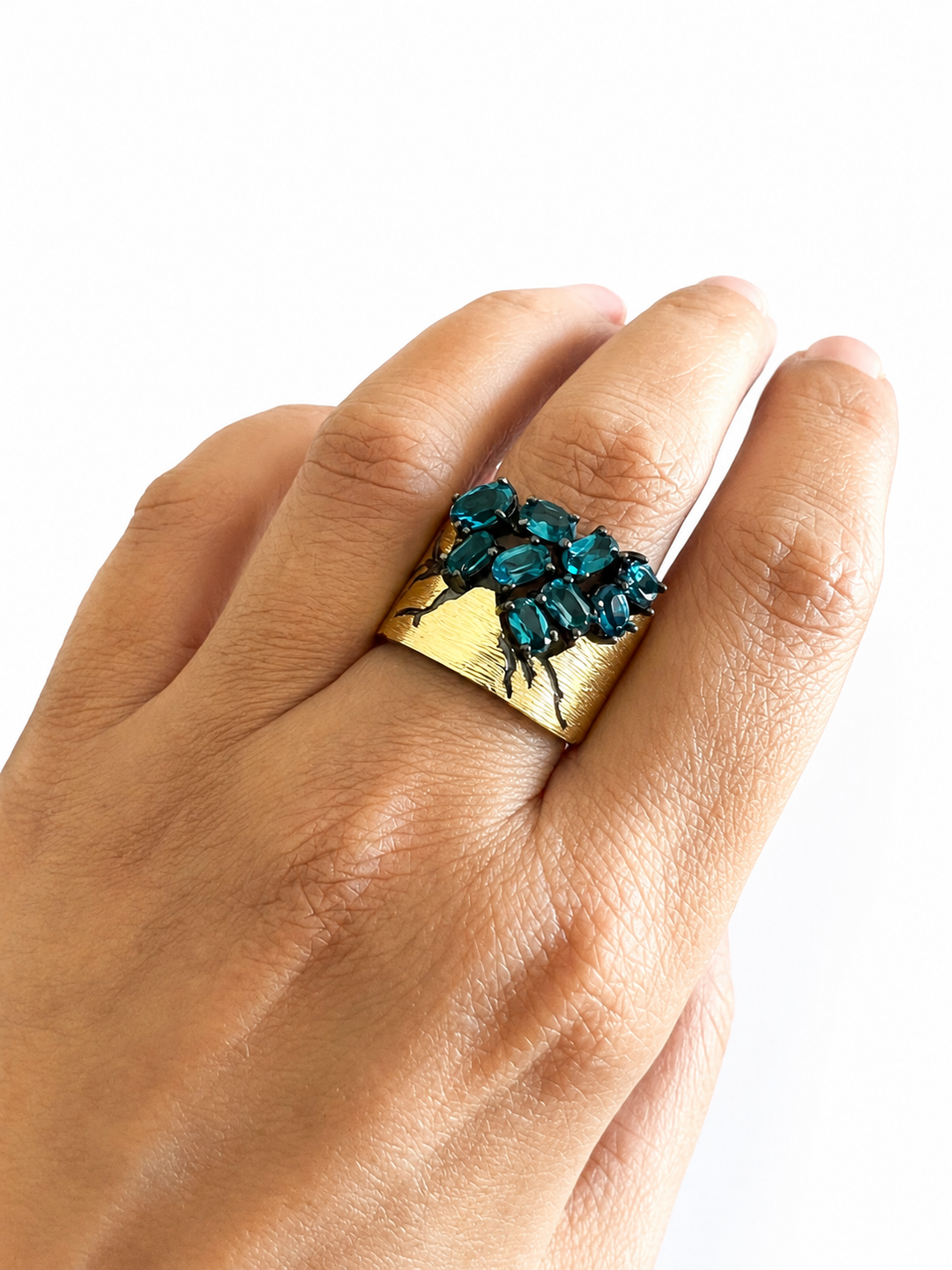 Designer Pure Silver Blue Topaz Ring