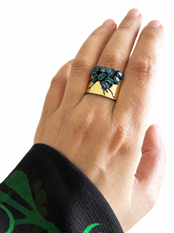 Designer Pure Silver Blue Topaz Ring