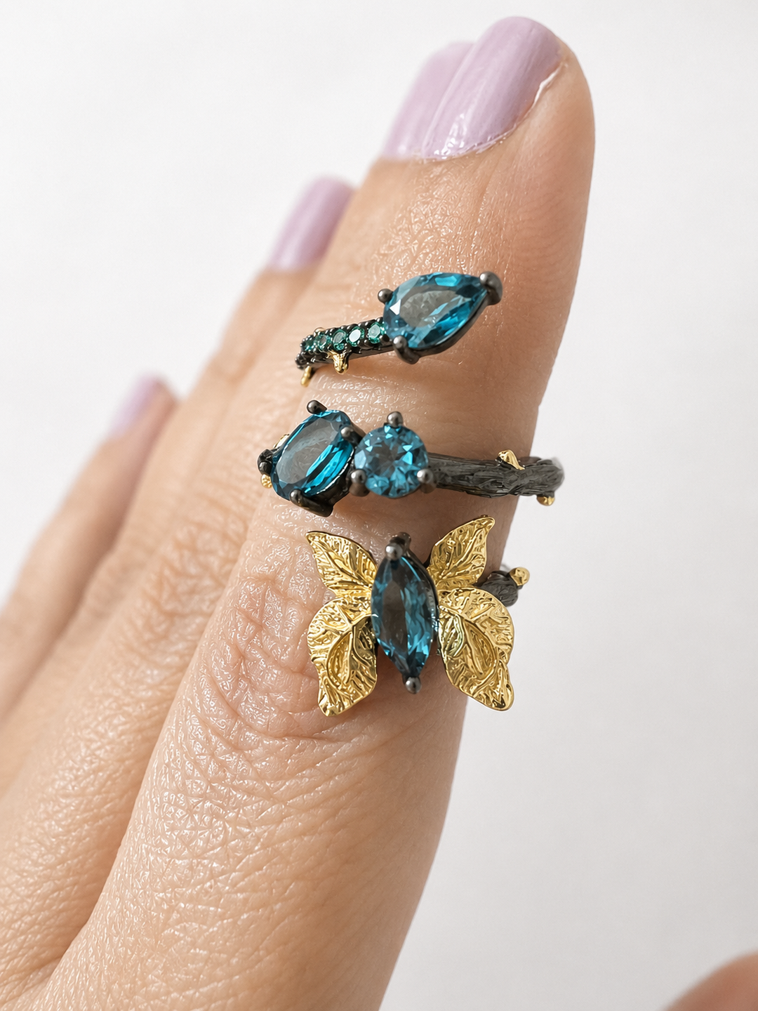 Designer Pure Silver Blue Topaz Ring