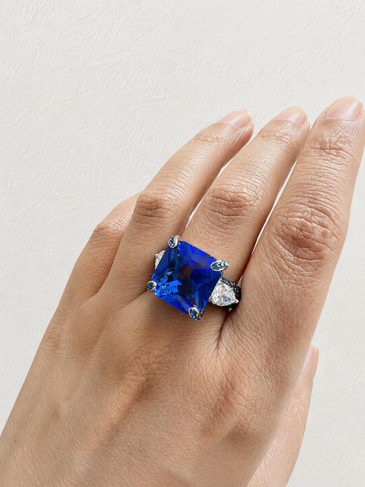 Designer Pure Silver Cubic Zirconia Ring