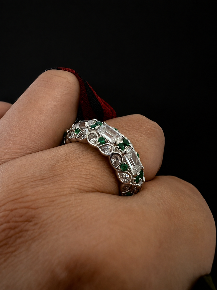 Designer Pure Silver Cubic Zirconia Ring
