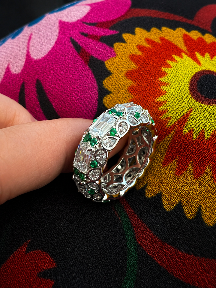 Designer Pure Silver Cubic Zirconia Ring
