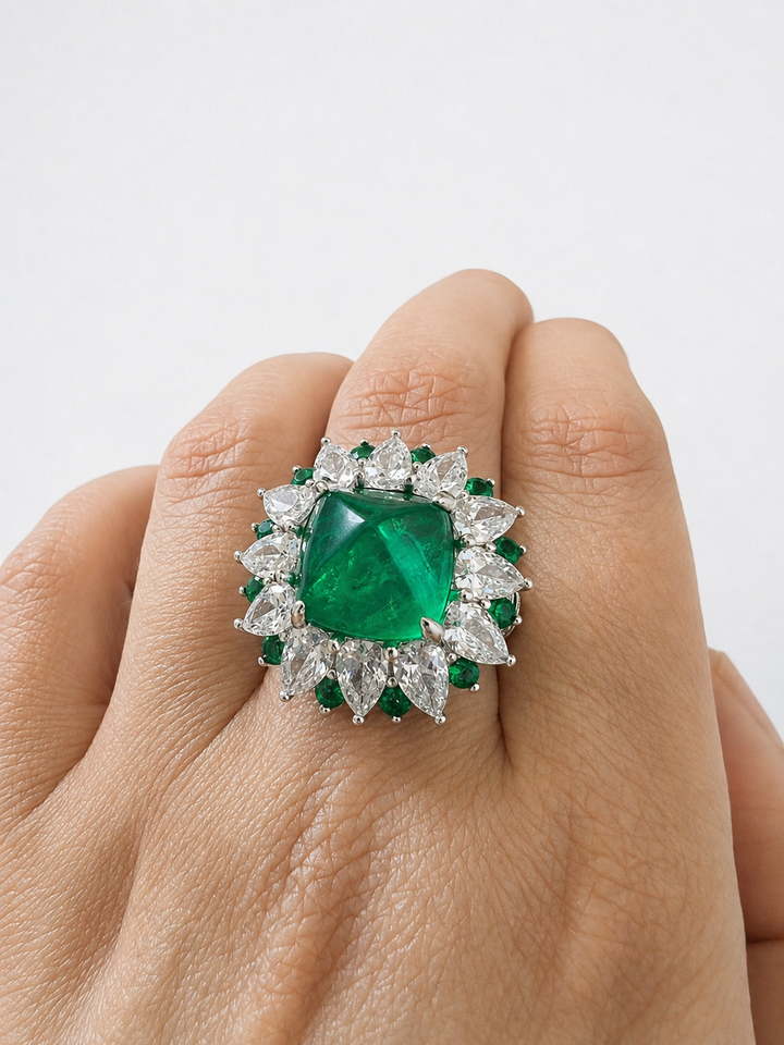 Designer Pure Silver Cubic Zirconia Ring