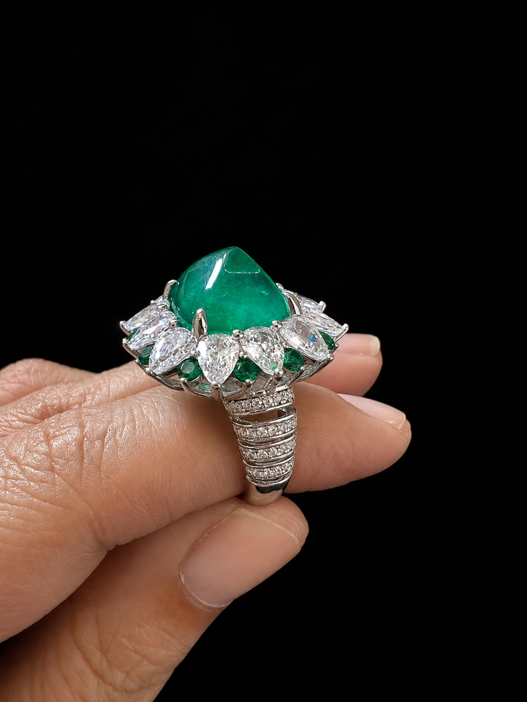Designer Pure Silver Cubic Zirconia Ring