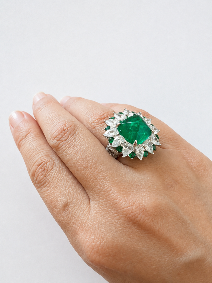 Designer Pure Silver Cubic Zirconia Ring