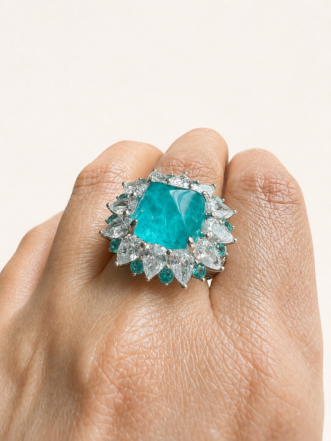 Designer Pure Silver Cubic Zirconia Ring