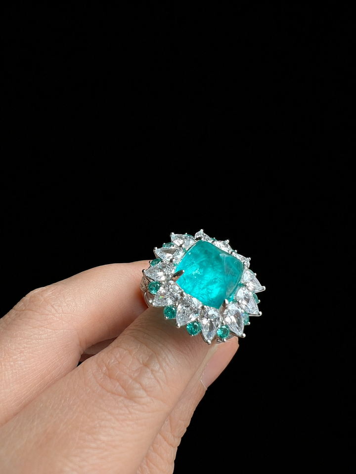 Designer Pure Silver Cubic Zirconia Ring