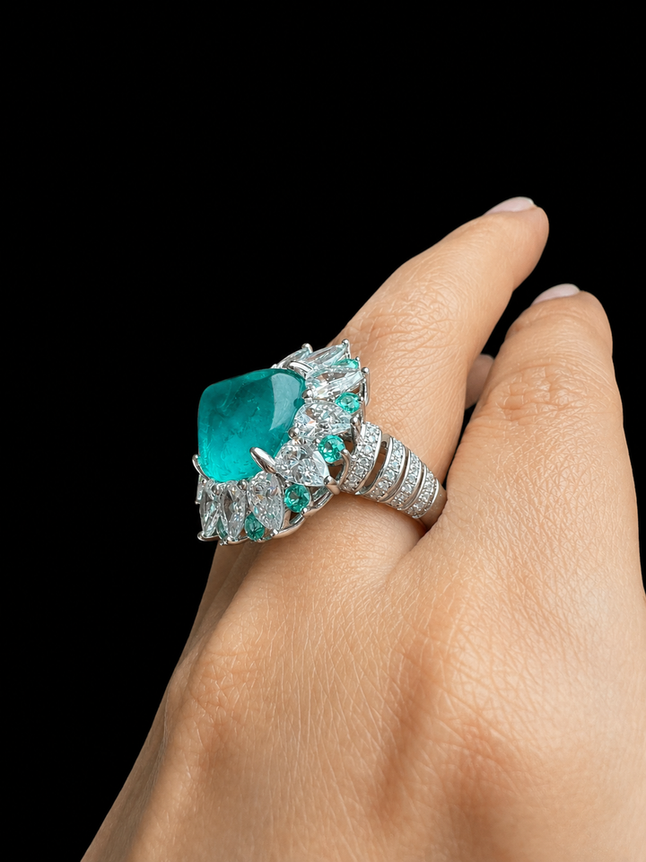 Designer Pure Silver Cubic Zirconia Ring