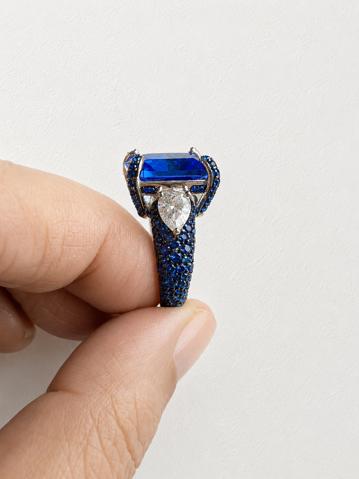Designer Pure Silver Cubic Zirconia Ring