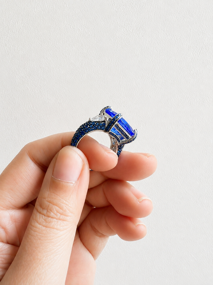 Designer Pure Silver Cubic Zirconia Ring