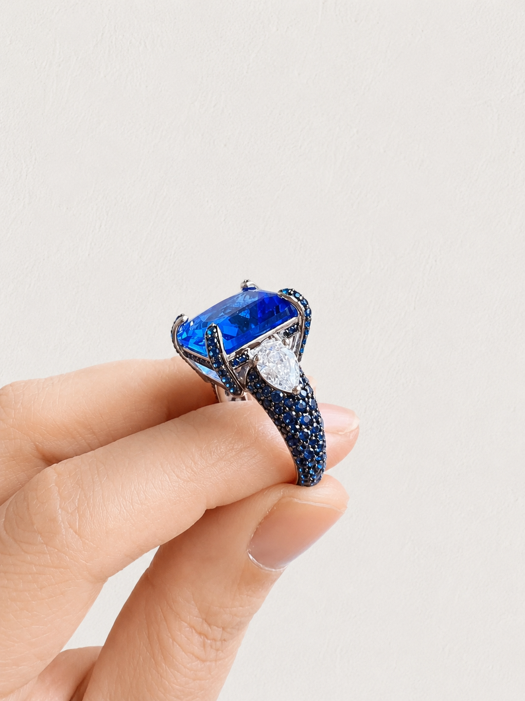 Designer Pure Silver Cubic Zirconia Ring