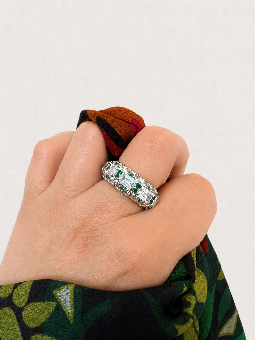 Designer Pure Silver Cubic Zirconia Ring