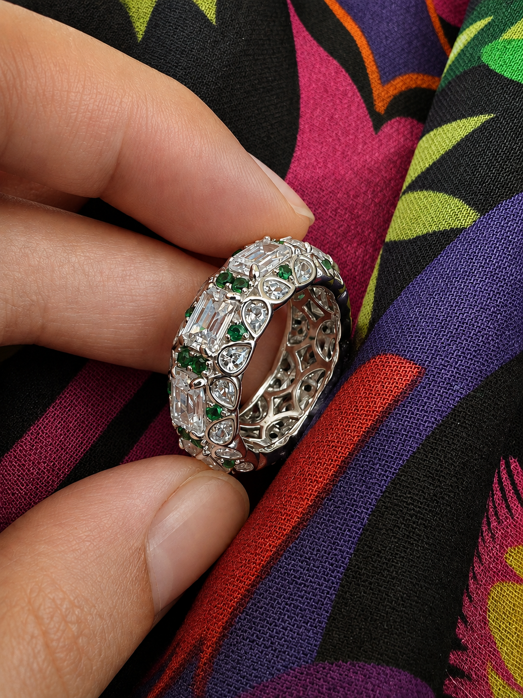 Designer Pure Silver Cubic Zirconia Ring