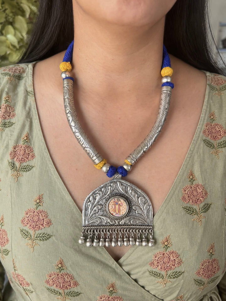 Hand-Painted Srinathji Tribal Pendant Necklace
