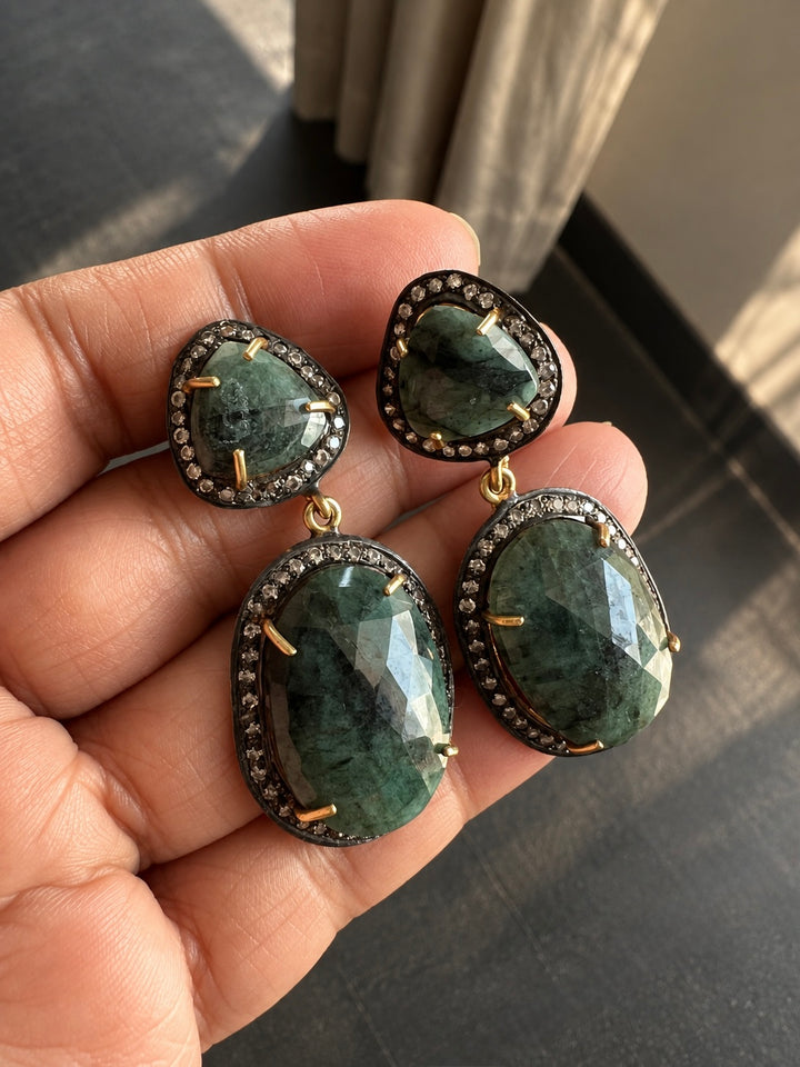Antique Gold Multi-Sapphire 925 Silver Hasli Set