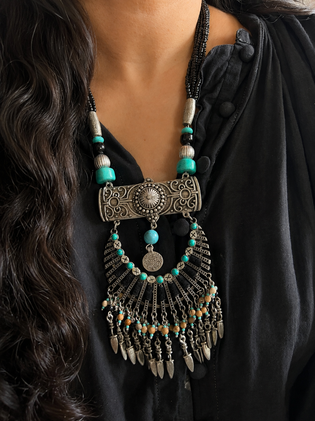 Statement Tribal Pendant Necklace
