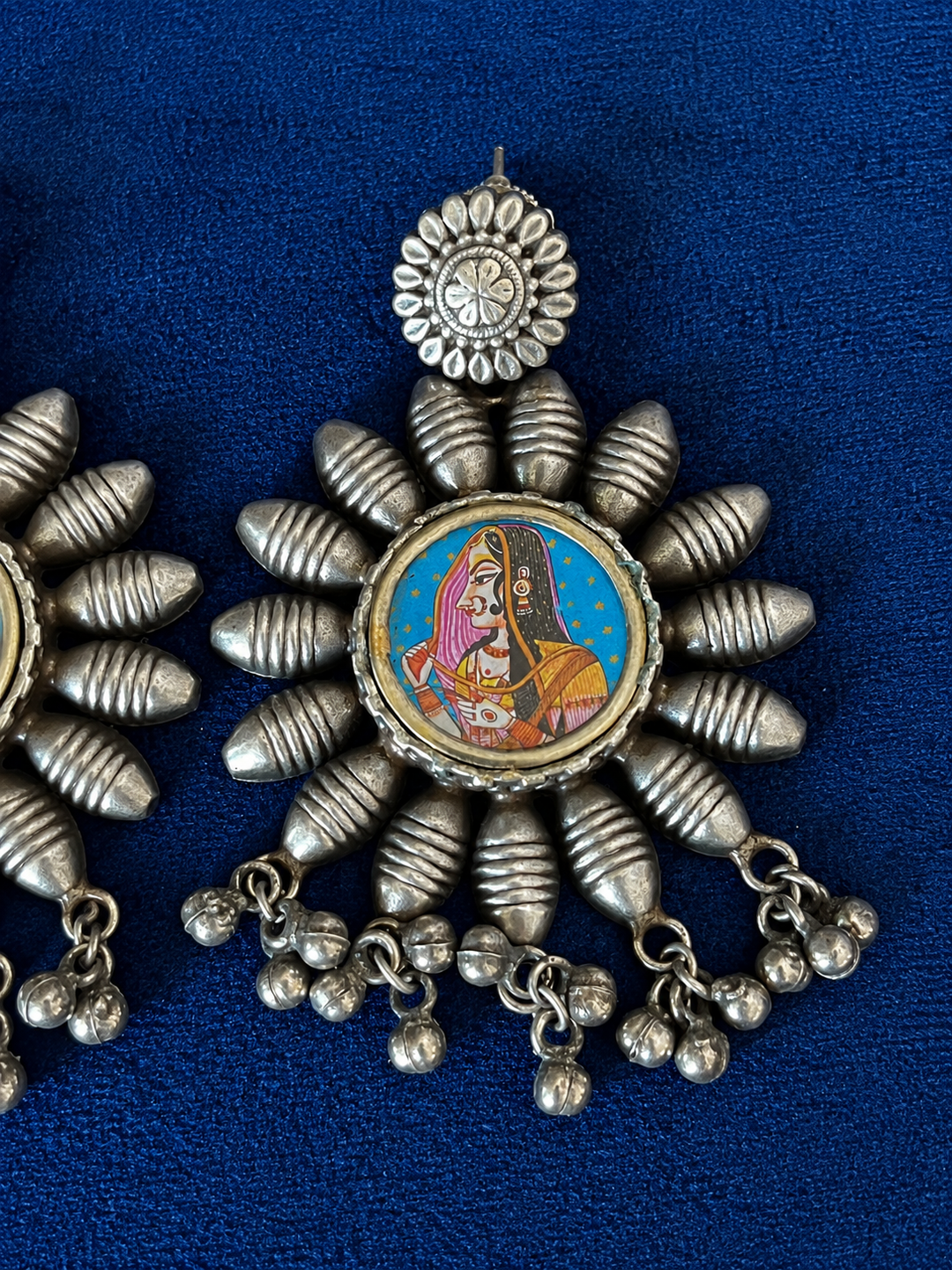 Hand Painted Indian Miniature Portrait Earrings