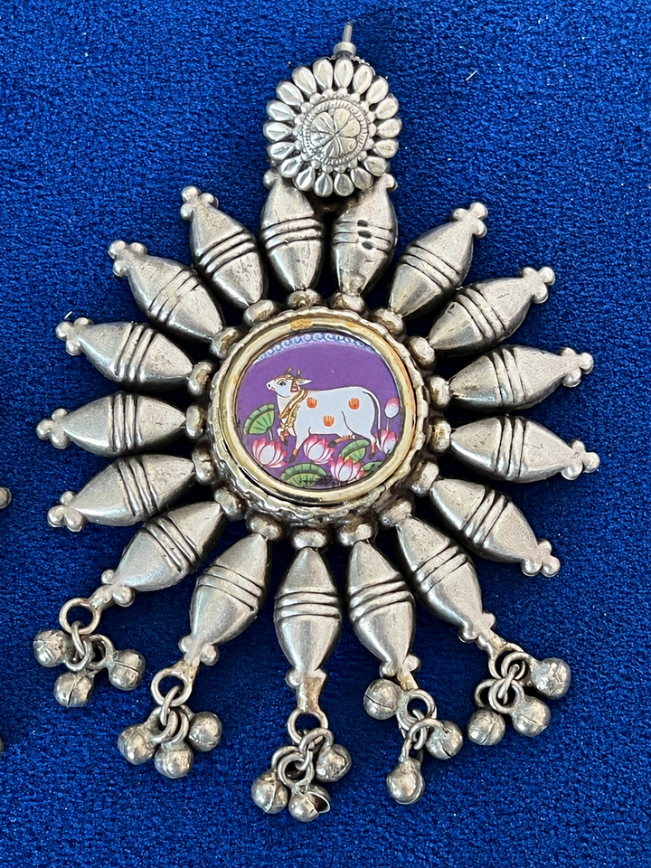 Hand Painted Pichwai Cow Earrings
