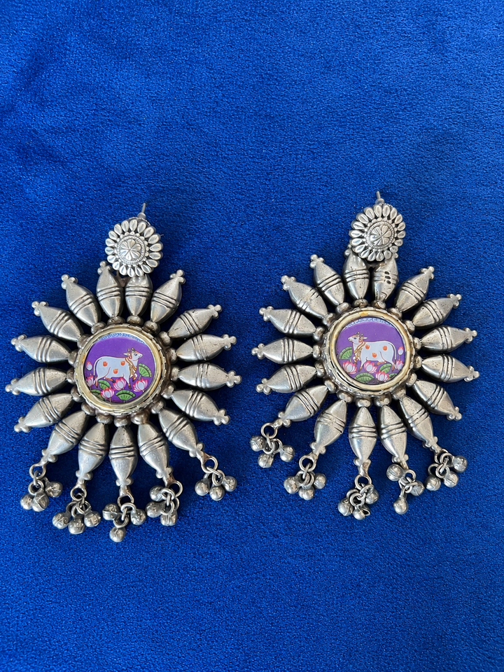Hand Painted Pichwai Cow Earrings