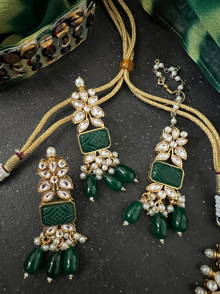 Royal Bridal Choker Necklace with Earrings and Maangtikka