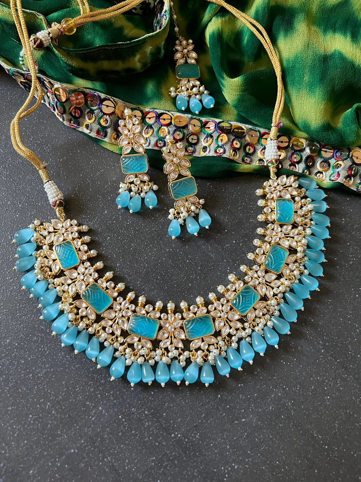 Royal Bridal Choker Necklace with Earrings and Maangtikka