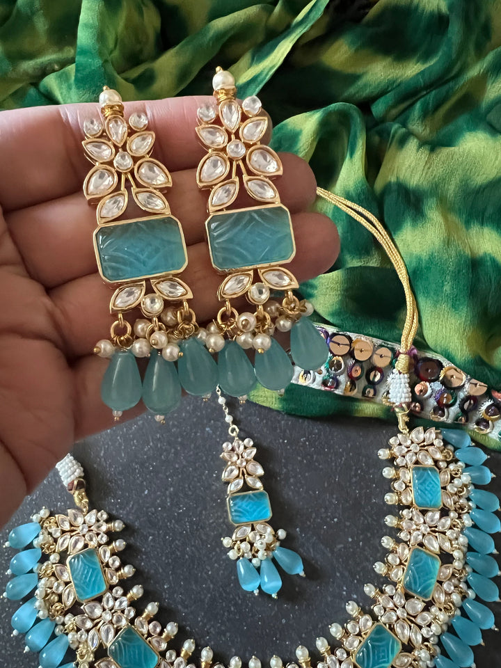 Royal Bridal Choker Necklace with Earrings and Maangtikka