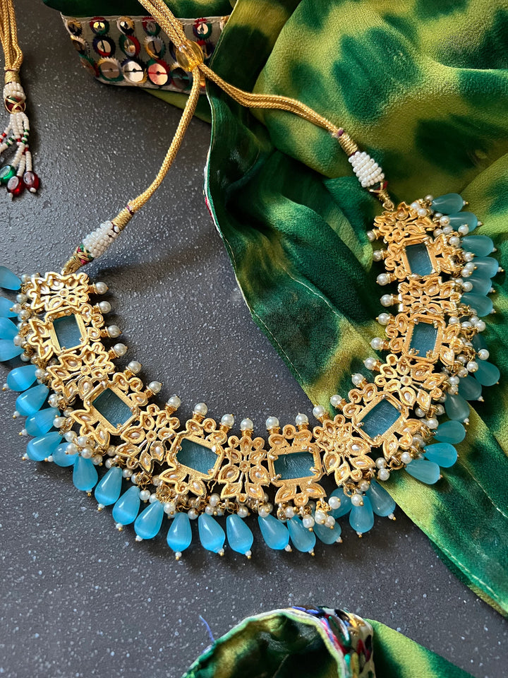 Royal Bridal Choker Necklace with Earrings and Maangtikka