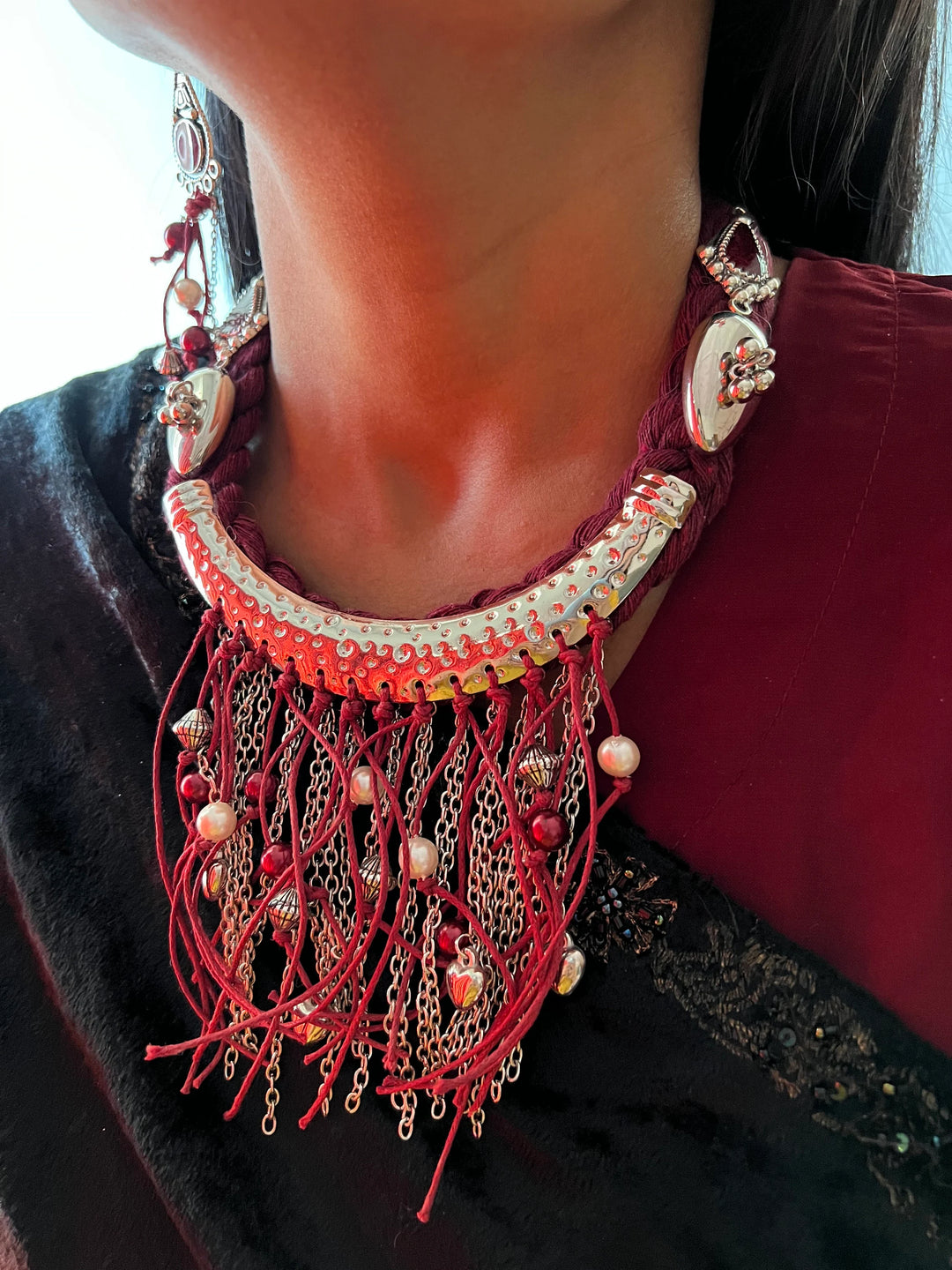 Fusion Hasli Necklace with Earrings