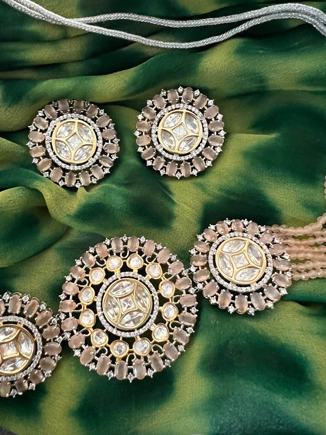 Victorian Kundan Choker Necklace with Earrings