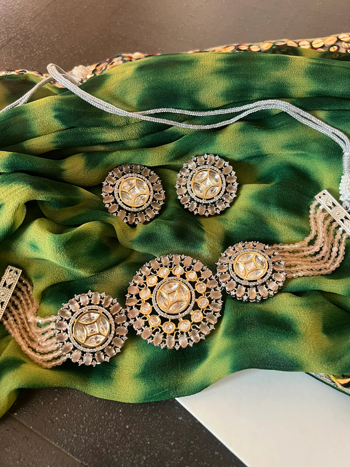 Victorian Kundan Choker Necklace with Earrings