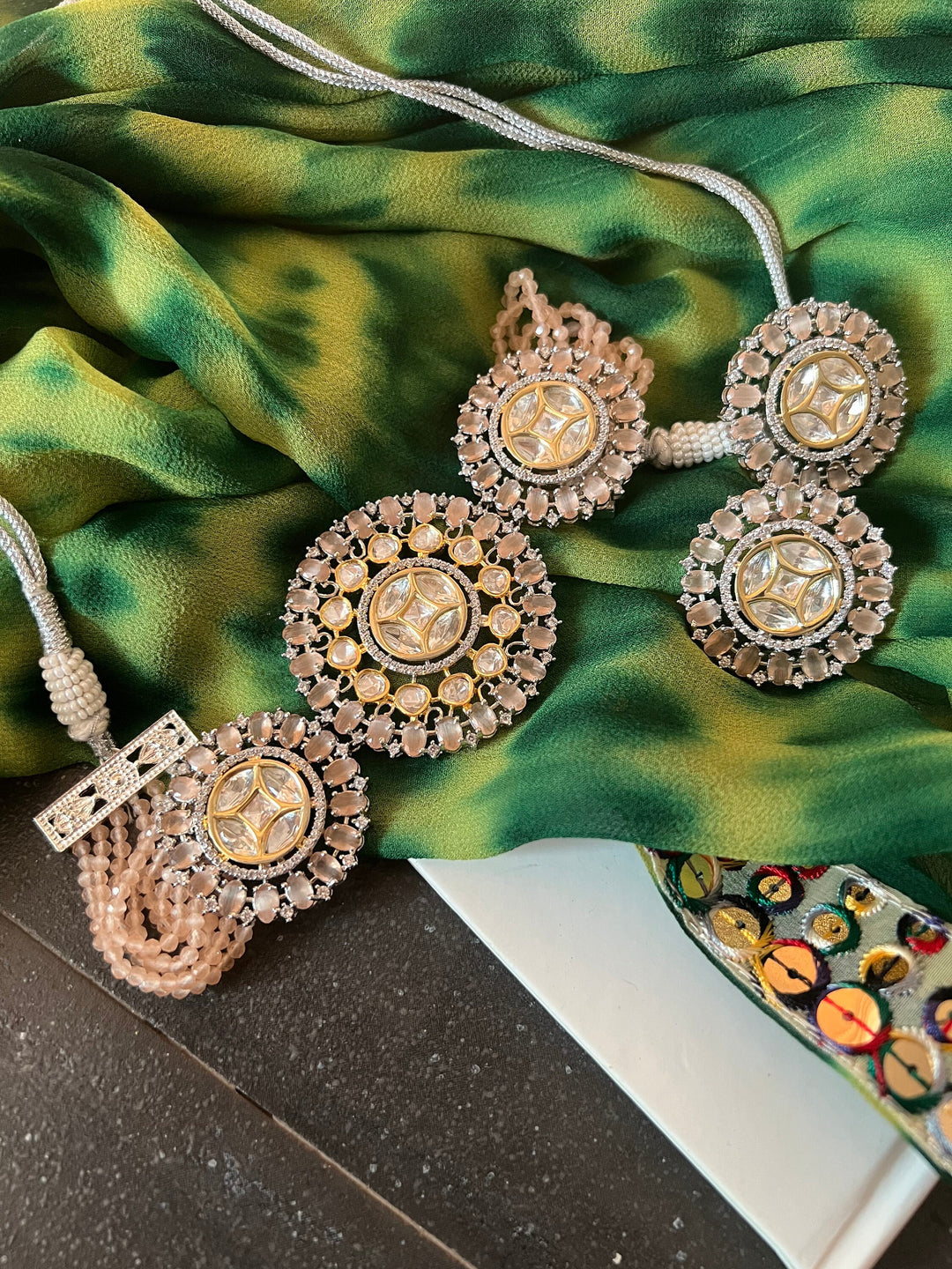 Victorian Kundan Choker Necklace with Earrings