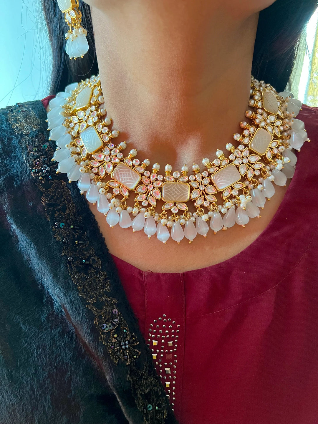 Royal Bridal Choker Necklace with Earrings and Maangtikka