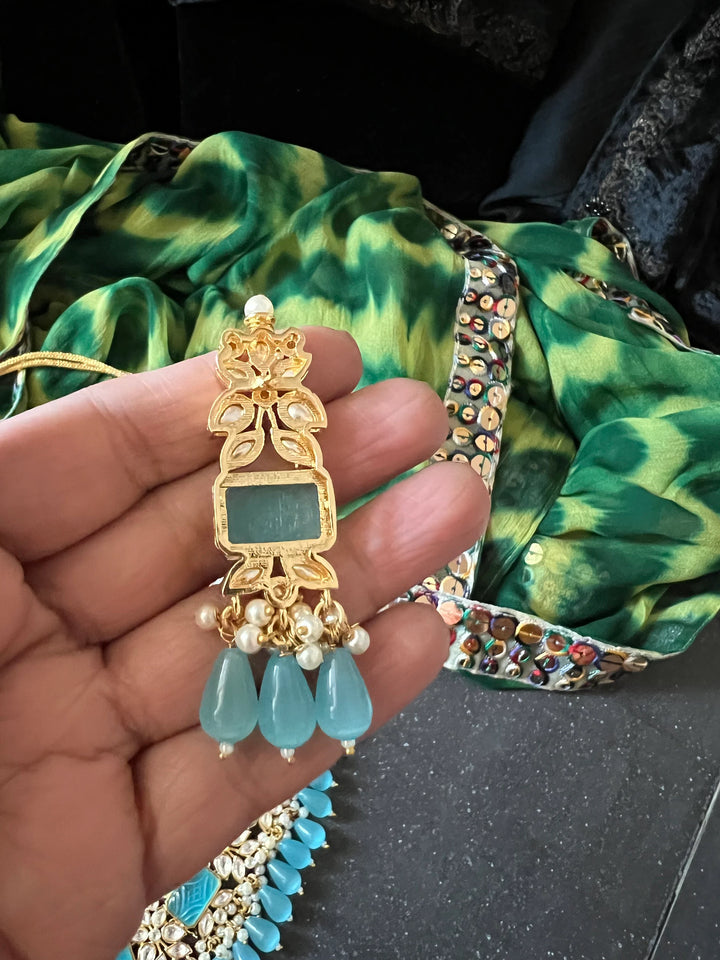 Royal Bridal Choker Necklace with Earrings and Maangtikka