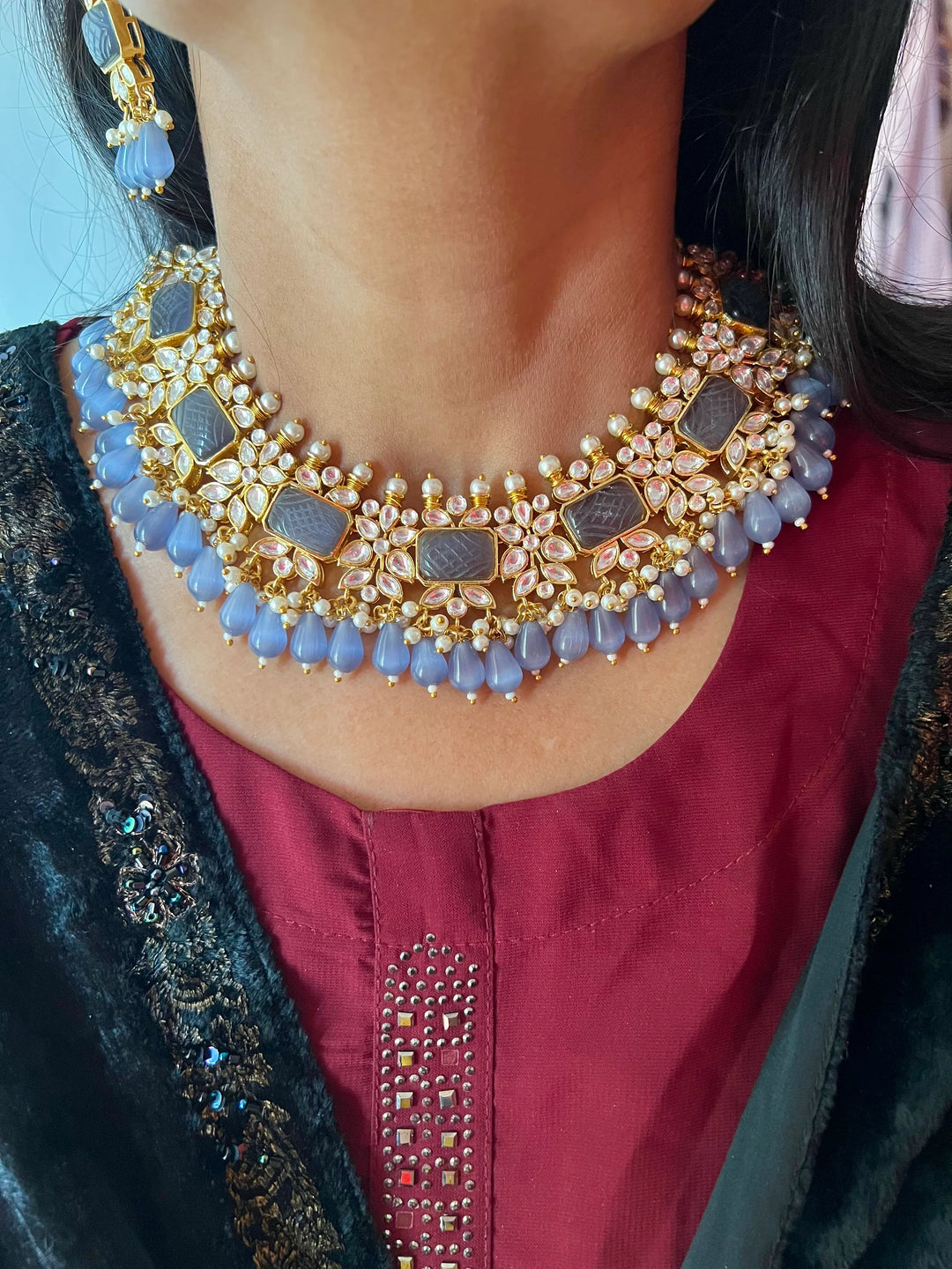 Royal Bridal Choker Necklace with Earrings and Maangtikka