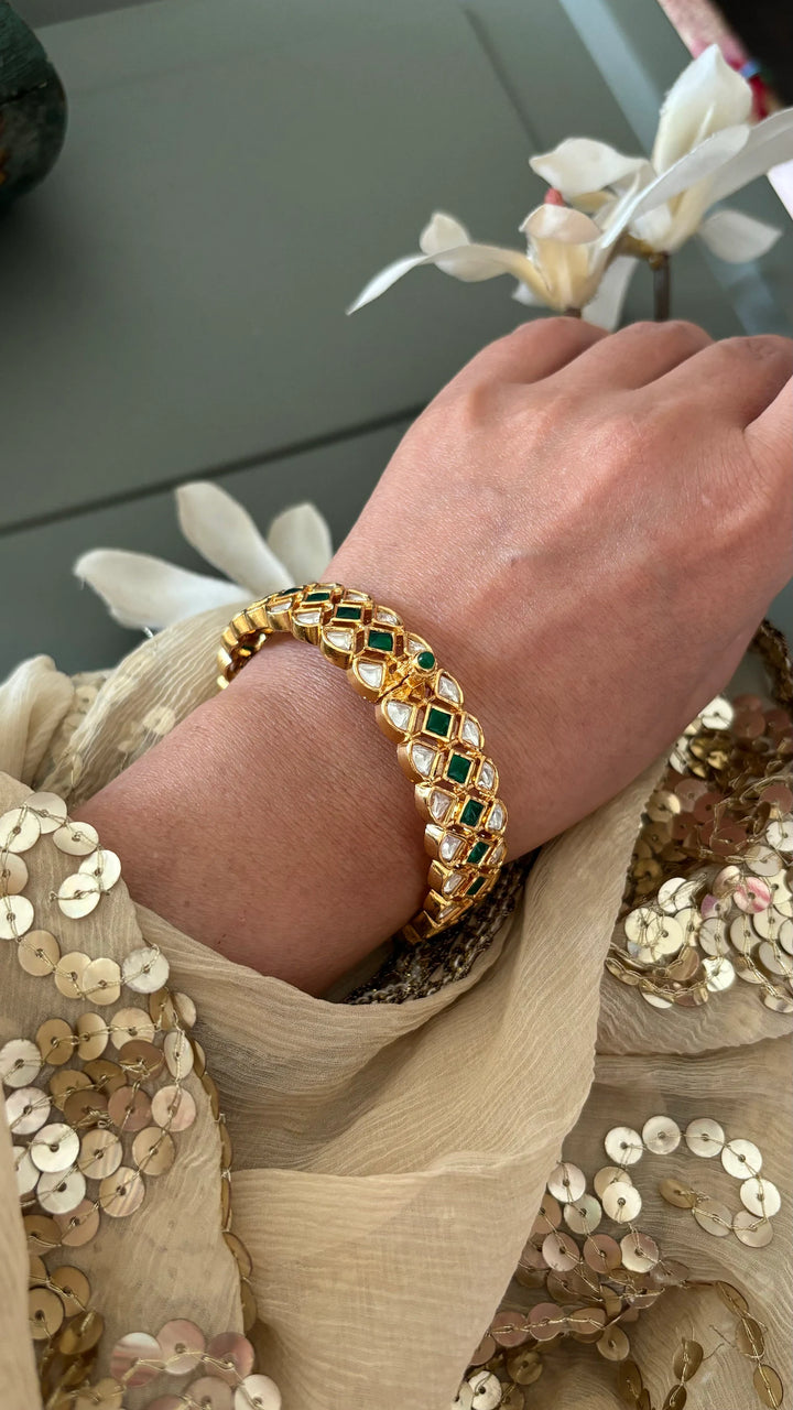 Classic Green Kundan Bangle