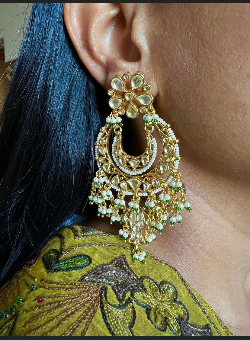Pearl Moon Kundan Chandbaalis
