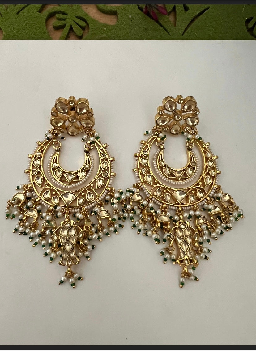 Pearl Moon Kundan Chandbaalis