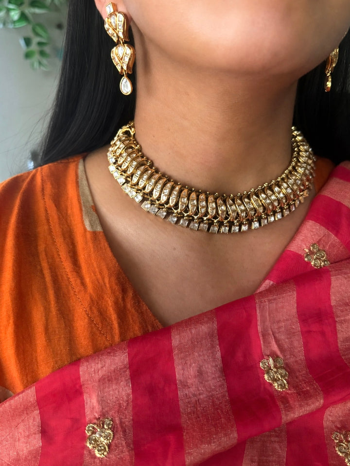 Handmade Kundan Sutlada Necklace Set with Earrings | SHIVKA