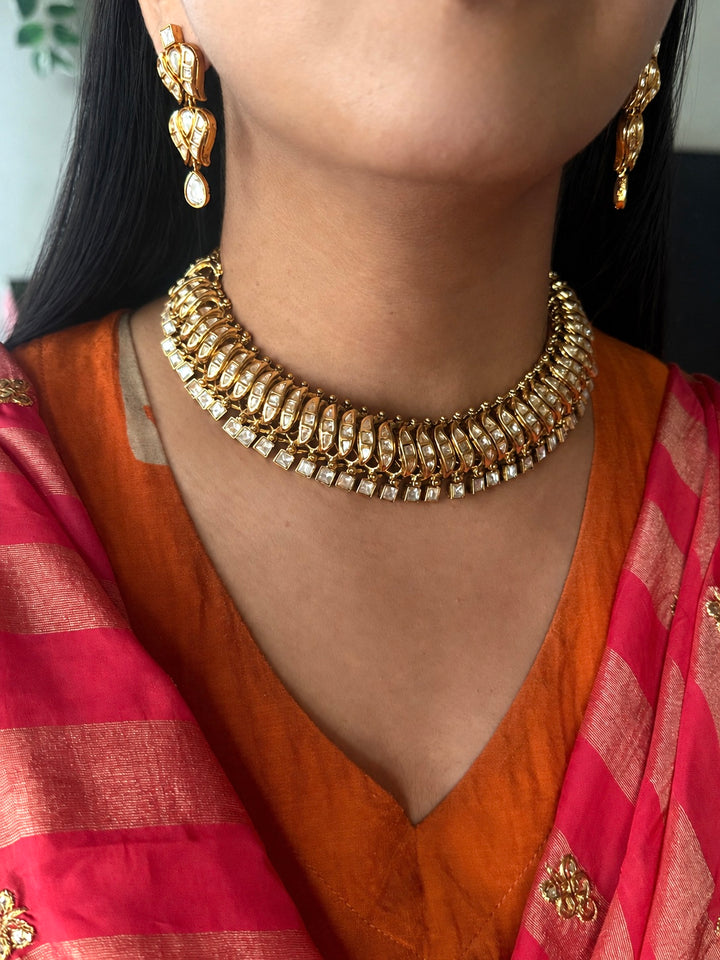 Handmade Kundan Sutlada Necklace Set with Earrings | SHIVKA