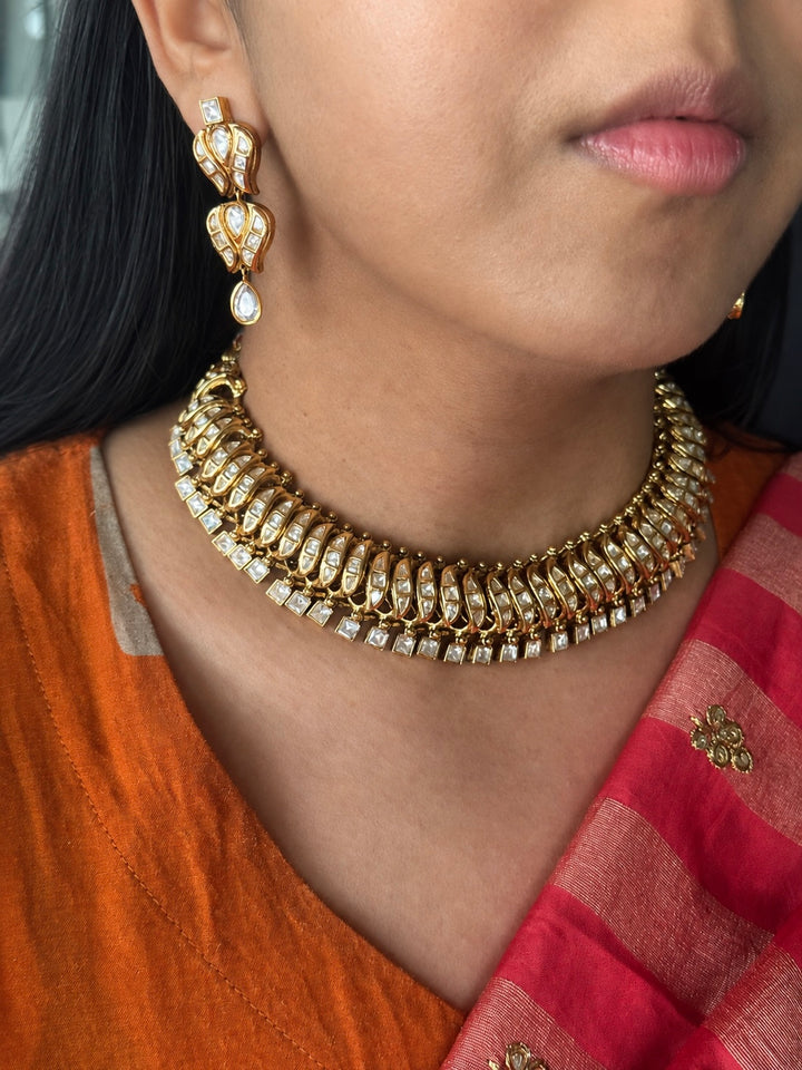 Handmade Kundan Sutlada Necklace Set with Earrings | SHIVKA