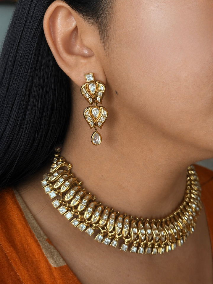 Handmade Kundan Sutlada Necklace Set with Earrings | SHIVKA