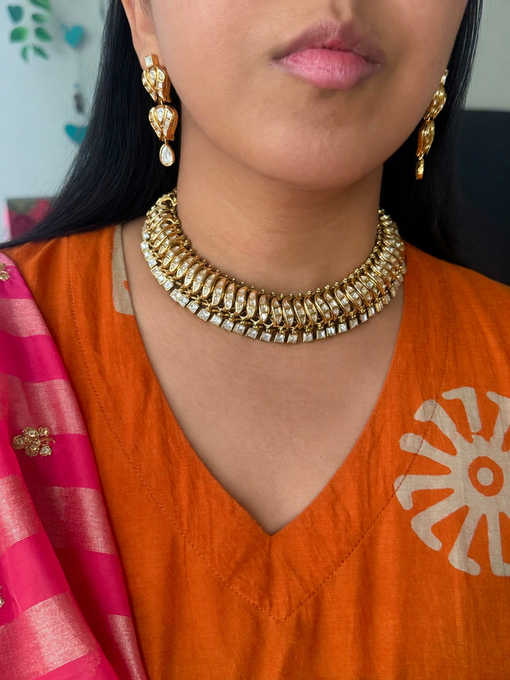 Handmade Kundan Sutlada Necklace Set with Earrings | SHIVKA