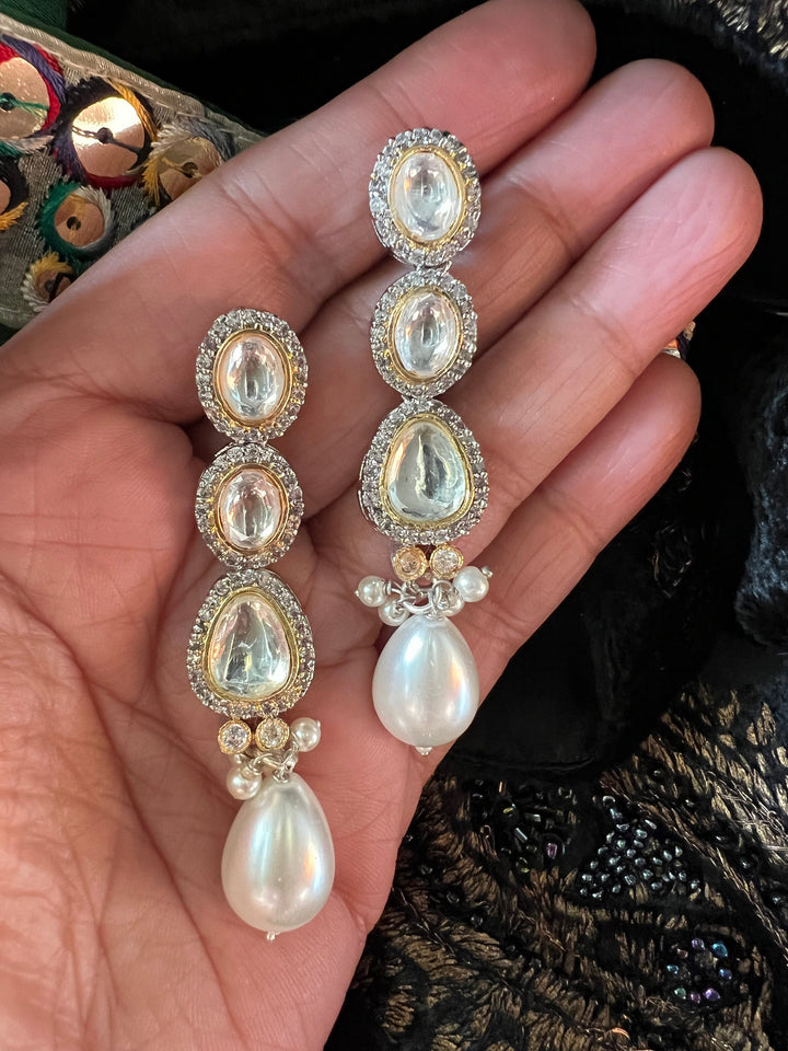 Victorian Kundan Necklace Set with Pearl Drops