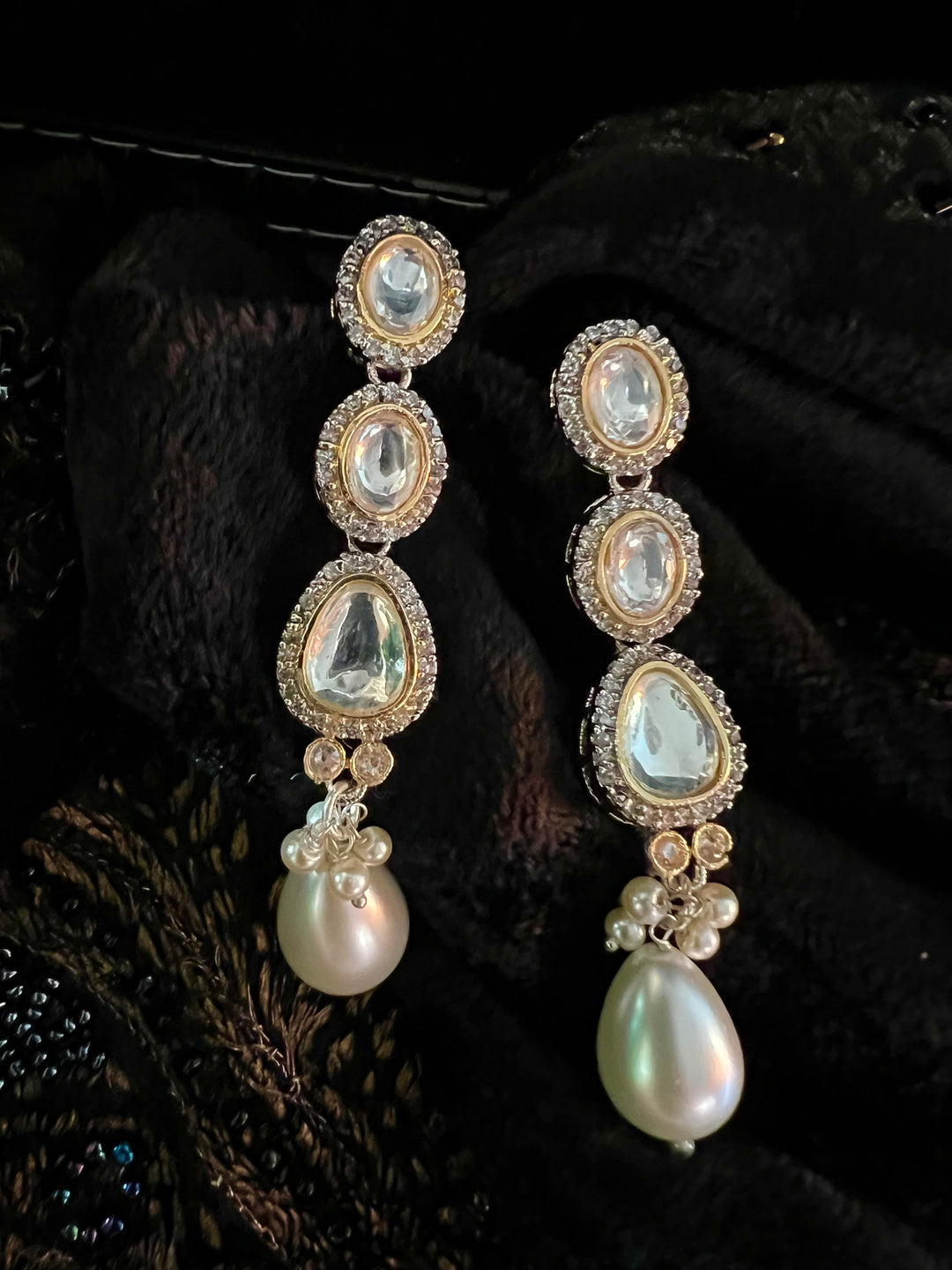 Victorian Kundan Necklace Set with Pearl Drops