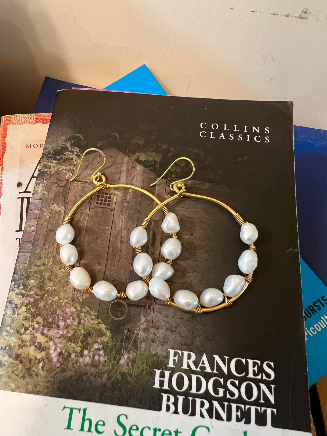 Classy Pearl Hoop Danglers