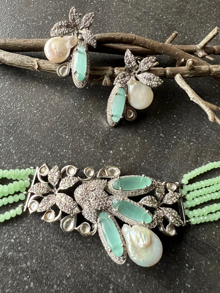 Sea Green Designer Choker with Studs