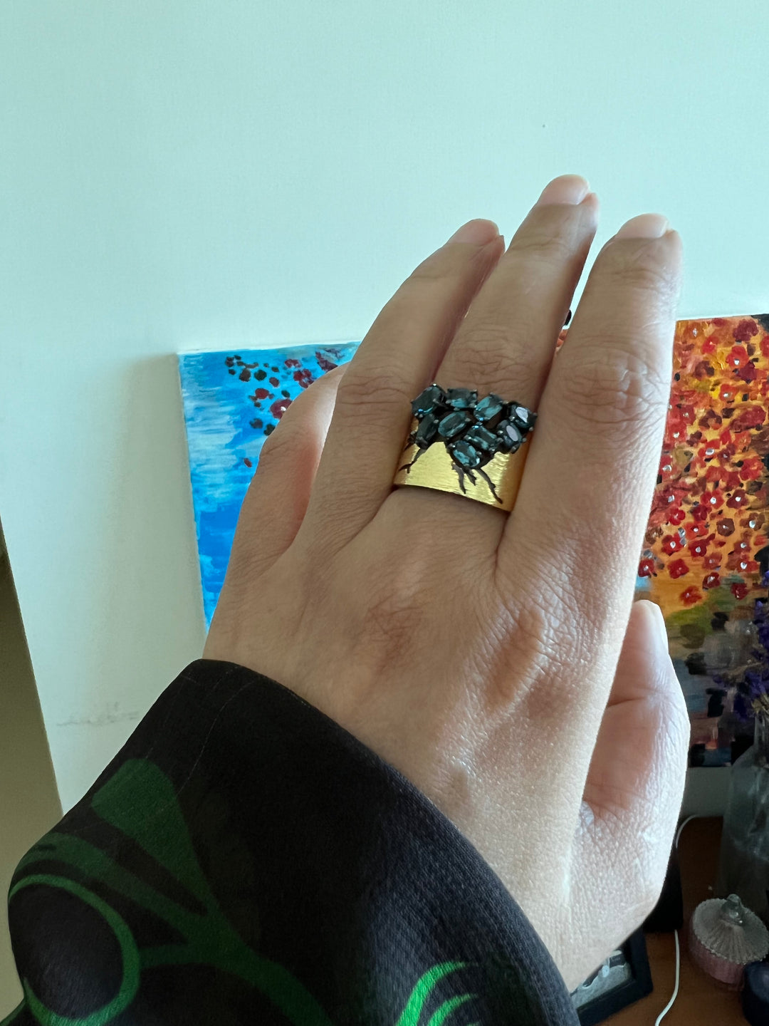 Designer Pure Silver Blue Topaz Ring