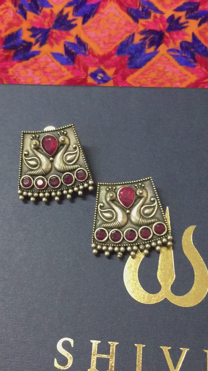 Antique Twin Peacock Earrings