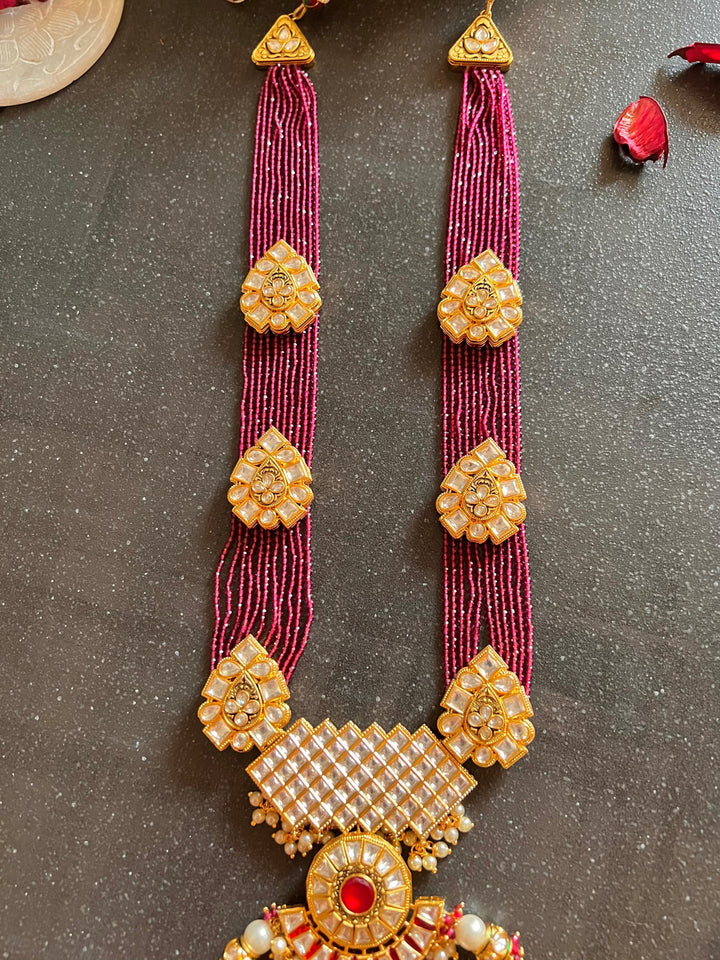Kundan Rani Haar with Statement Earrings - SHIVKA