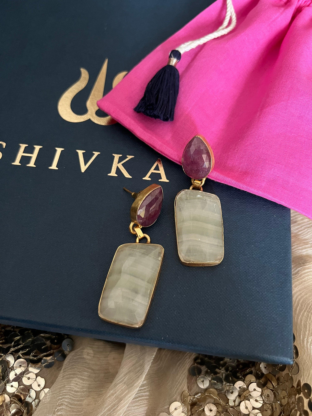 Premium Ruby and Sapphire Earrings - SHIVKA